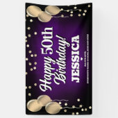 Paarse en gouden Happy Birthday Banner (Verticaal)