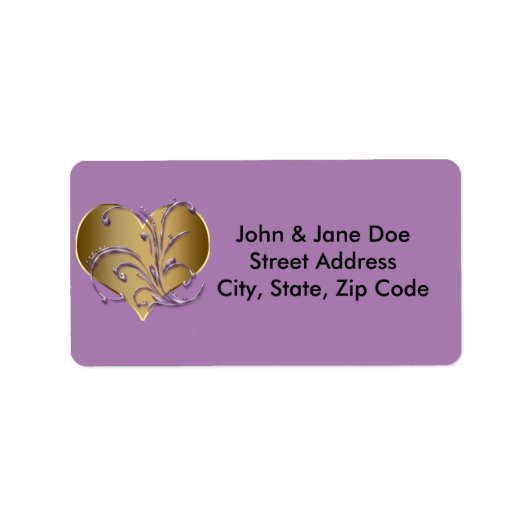 Paarse en gouden hart etiket (Voorkant)