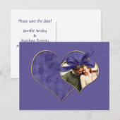 Paarse en gouden harten Foto Save The Date Aankondigingskaart (Voorkant / Achterkant)