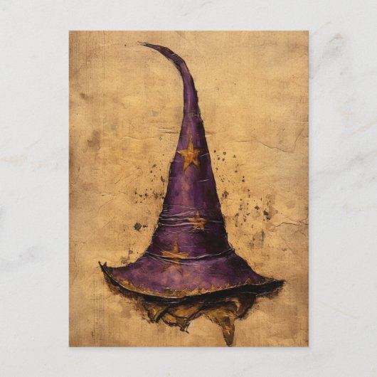Paarse en gouden heks Pet Briefkaart (Voorkant)