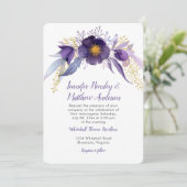 Paarse en gouden Helleborus Waterverf Bloemen Kaart (Staand voorkant)