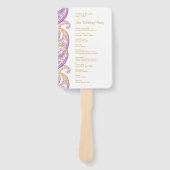 Paarse en gouden Indiase Paisley bruiloft programm Handwaaier (Voorkant)