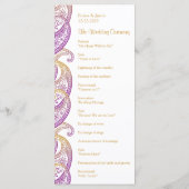 Paarse en gouden Indiase Paisley Rackcard Programmakaart (Achterkant)