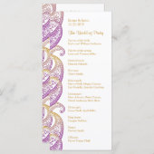 Paarse en gouden Indiase Paisley Rackcard Programmakaart (Voorkant / Achterkant)