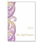 Paarse en Gouden Indiase Paisley Trouwplaatskaart Kaart (Voorkant)