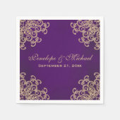 Paarse en gouden Indiase stijl bruiloft Servetten (Voorkant)