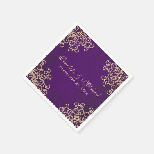 Paarse en gouden Indiase stijl bruiloft Servetten (Hoek)