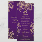 Paarse en gouden Indiase stijl Menu Kaarten (Voorkant / Achterkant)