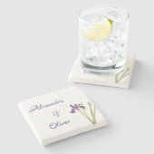 Paarse en gouden iris Waterverf bruiloft Stenen Onderzetter (Zijkant)