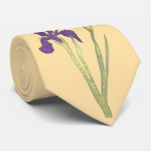 Paarse en gouden iris Waterverf bruiloft Stropdas (Opgerold)