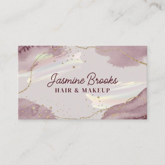 Paarse en gouden iriserende visitekaartje (Voorkant)