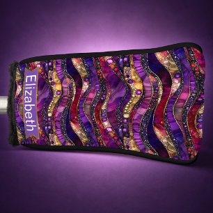 Paarse en gouden juweelstrata gepersonaliseerd golfheadcover