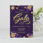 Paarse en gouden kerst Gala Party Business Kaart (Staand voorkant)