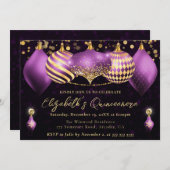 Paarse en gouden kerstballen Quinceanera Kaart (Voorkant / Achterkant)