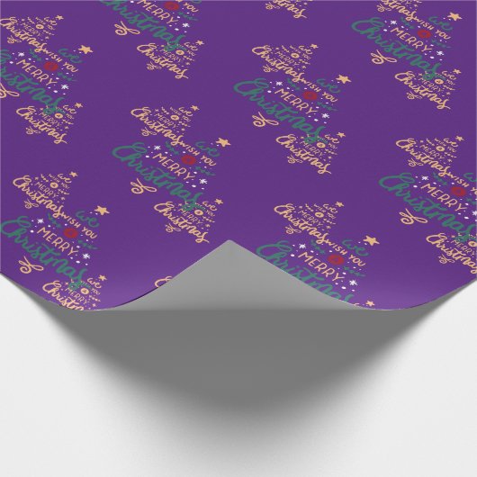 paarse en gouden kerstboom inpakpapier (Hoek)