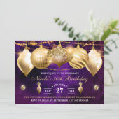 Paarse en gouden kerstcadeautjes kaart (Staand voorkant)