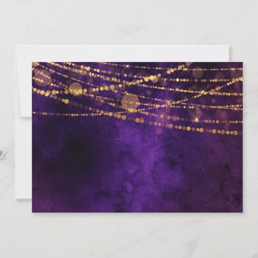 Paarse en gouden kerstcadeautjes kaart (Achterkant)