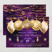 Paarse en gouden kerstcadeautjes kaart (Voorkant / Achterkant)