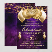 Paarse en gouden kerstcadeautjes kaart (Voorkant / Achterkant)