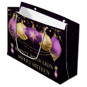 Paarse en gouden kerstcadeautjes Sweet 16 Groot Cadeauzakje (Voorkant Gekanteld)