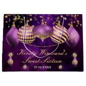 Paarse en gouden kerstcadeautjes Sweet 16 Groot Cadeauzakje (Voorkant)