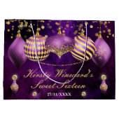 Paarse en gouden kerstcadeautjes Sweet 16 Groot Cadeauzakje (Achterkant)
