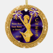 Paarse en gouden kerstcadeautjes van het Kheer Tea Keramisch Ornament (Voorkant)