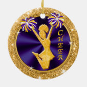 Paarse en gouden kerstcadeautjes van het Kheer Tea Keramisch Ornament (Achterkant)