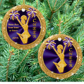 Paarse en gouden kerstcadeautjes van het Kheer Tea Keramisch Ornament