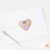 Paarse en gouden kerstengel hart sticker (Envelop)