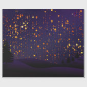 Paarse en gouden kerstkerst cadeaupapier (Vlak)