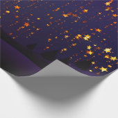 Paarse en gouden kerstkerst cadeaupapier (Hoek)