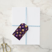PAARSE EN GOUDEN KERSTVERSIERINGEN CADEAULABEL (Met Touw)