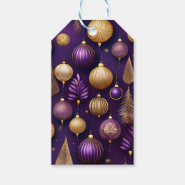 PAARSE EN GOUDEN KERSTVERSIERINGEN CADEAULABEL