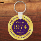 Paarse en gouden Klasse van 1974 Gifts Klasse Reun Sleutelhanger (Voorkant)
