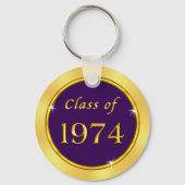 Paarse en gouden Klasse van 1974 Gifts Klasse Reun Sleutelhanger (Achterkant)