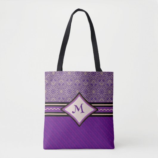 Paarse en gouden koninklijke Abstract Tote Bag (Voorkant)