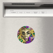 Paarse en gouden kralen Maskerade Masker Mardi Gra Magneet (Insitu (Vaatwasser))