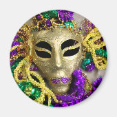 Paarse en gouden kralen Maskerade Masker Mardi Gra Magneet (Voorkant)