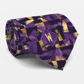 Paarse en gouden krijt Abstract Stropdas (Opgerold)