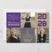 Paarse en gouden krijtbord 3 Foto Afstuderen Kaart (Voorkant)