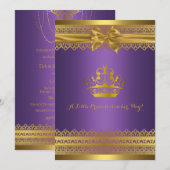 Paarse en gouden kroon Baby shower Kaart (Voorkant / Achterkant)