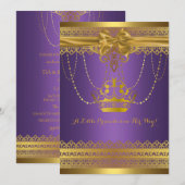 Paarse en gouden kroon Baby shower Kaart (Voorkant / Achterkant)