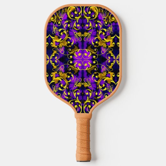 Paarse en gouden kunstdecostijl pickleball paddle (Voorkant)