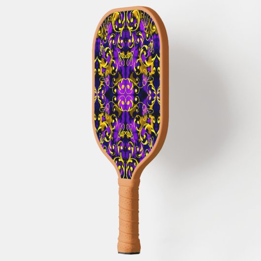 Paarse en gouden kunstdecostijl pickleball paddle (Links)