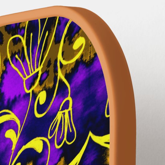 Paarse en gouden kunstdecostijl pickleball paddle (Links Detail)