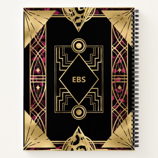 Paarse en gouden kunsten Deco Notitieboek (Achterkant)