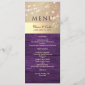 Paarse en Gouden Landelijke Bruiloft Menu (Voorkant)