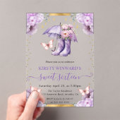 Paarse en gouden lente paraplu Sweet 16 Acryl Uitnodigingen (Insitu (Draagbaar))