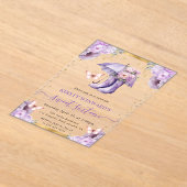 Paarse en gouden lente paraplu Sweet 16 Acryl Uitnodigingen (Laagn)